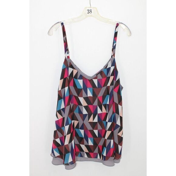 TORRID SIZE 2 CAMI BLOUSE GEOMETRIC PRINT LAYERED - Picture 1 of 7